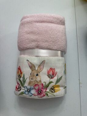 Shabby Chic Pink Spring Bunny Floral Hand Towel